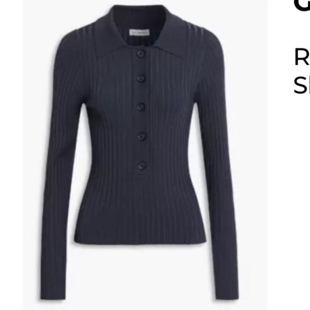 GOOD AMERICAN
Ribbed-knit polo shirt